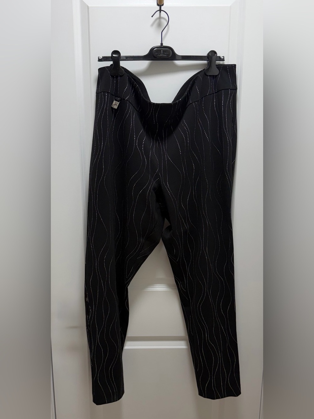 Women’s Black Rhinestone Wave Dress Pants